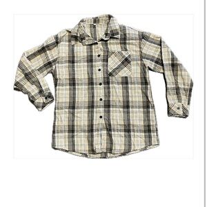 SHEIN Brown Plaid Flannel Button Down Shirt XS
